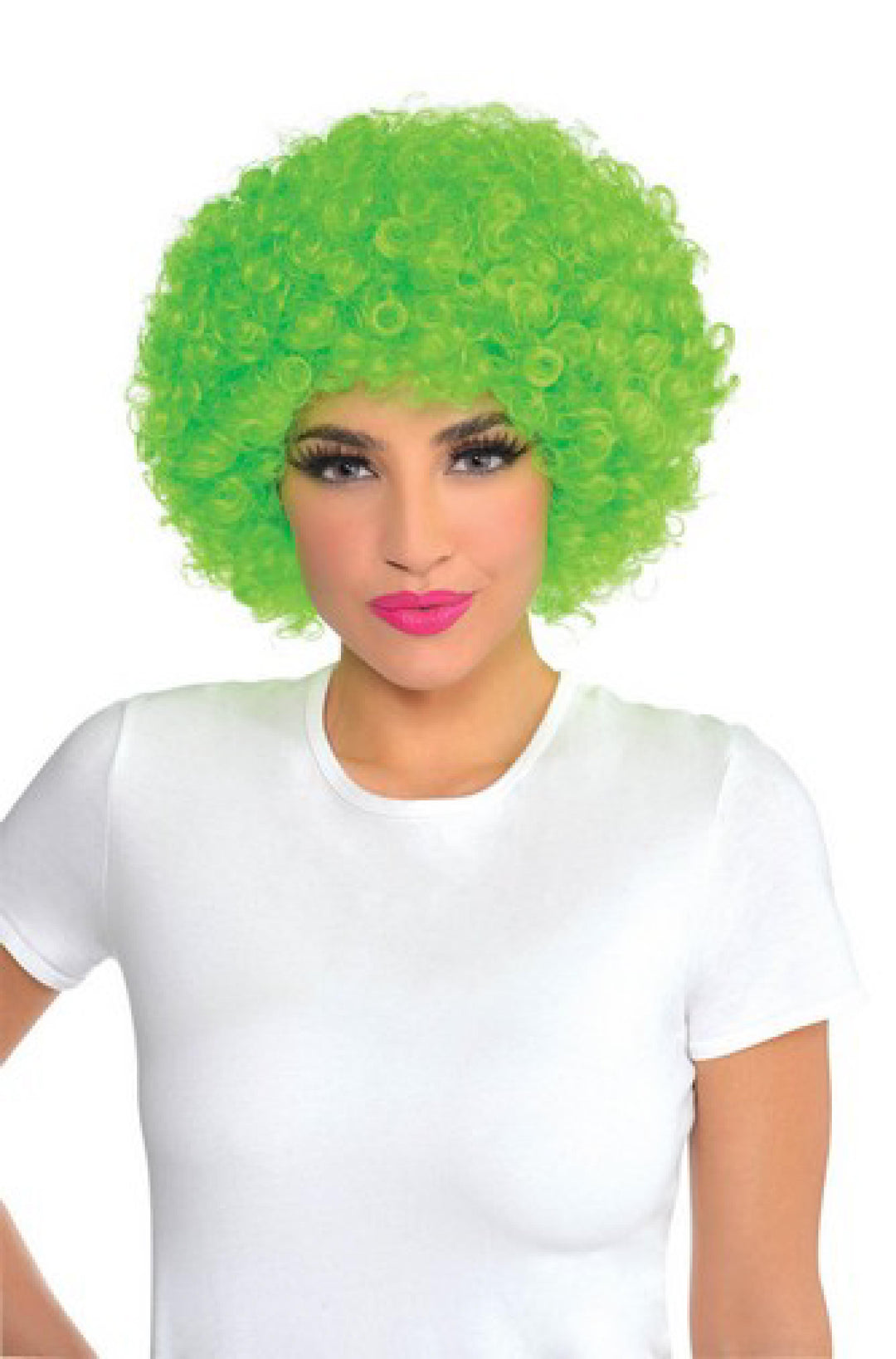 GREEN CURLY WIG NEON - PartyExperts