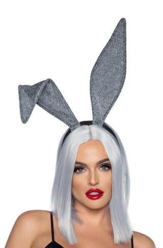 Grey Glitter Bunny Ear Headband - PartyExperts