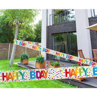 Happy Bday Barricade Tape with Dots - PartyExperts