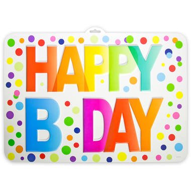 Happy Bday Door Sign with Dots - PartyExperts