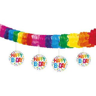 Happy Bday Garland with Dots and Hangers - PartyExperts