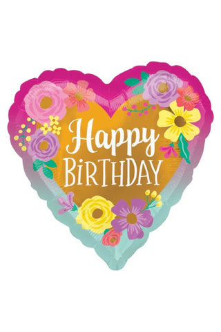 HAPPY BIRTHDAY PAINTED FLOWERS SUPERSHAPE FOIL BALLOON - PartyExperts