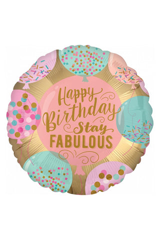 Happy Birthday Stay Fabulous Foil Balloon 45cm - PartyExperts