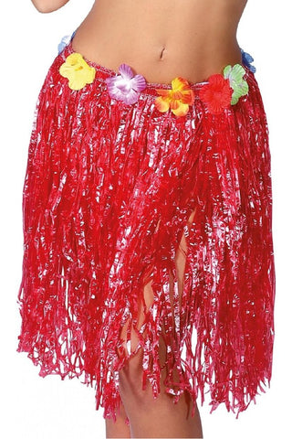 HAWAIIAN SKIRT FLOWERS 50 CMS.RED - PartyExperts