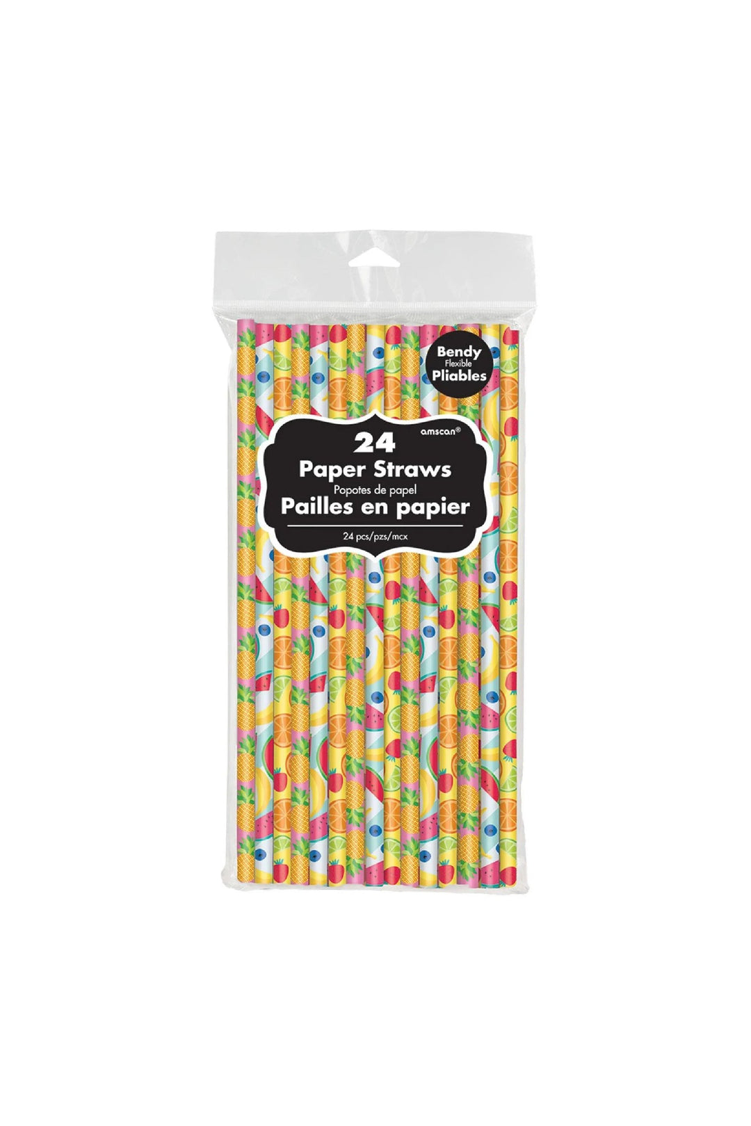 Hello Summer Printed Paper Straws 24pcs - PartyExperts