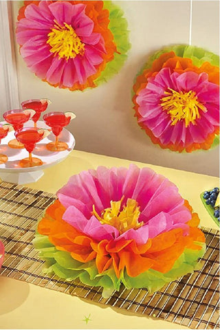 Hibiscus Fluffy Flower Decoration 16in, 3pcs - PartyExperts