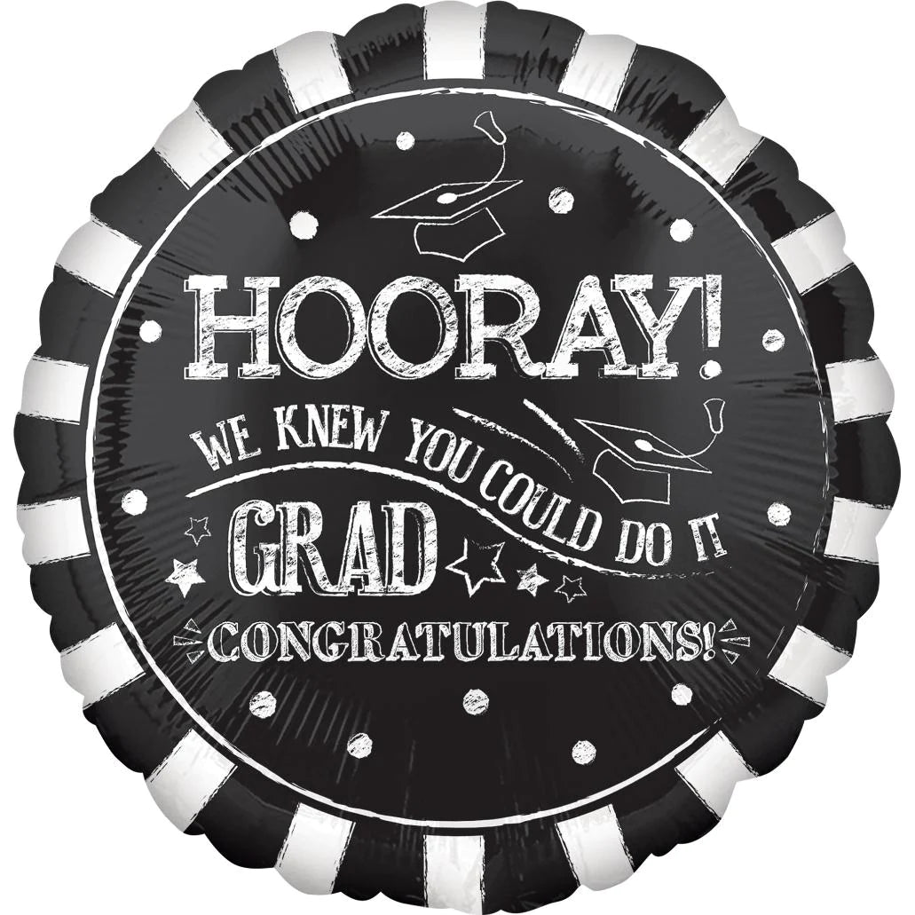 Hooray Graduation Foil Balloon SMALL 45 cm - PartyExperts