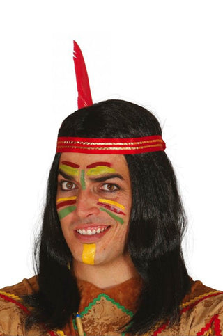 Indian Wig With Feather.