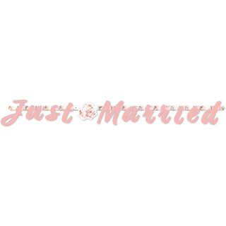 Just Married Wedding Roses Letter Banner - PartyExperts