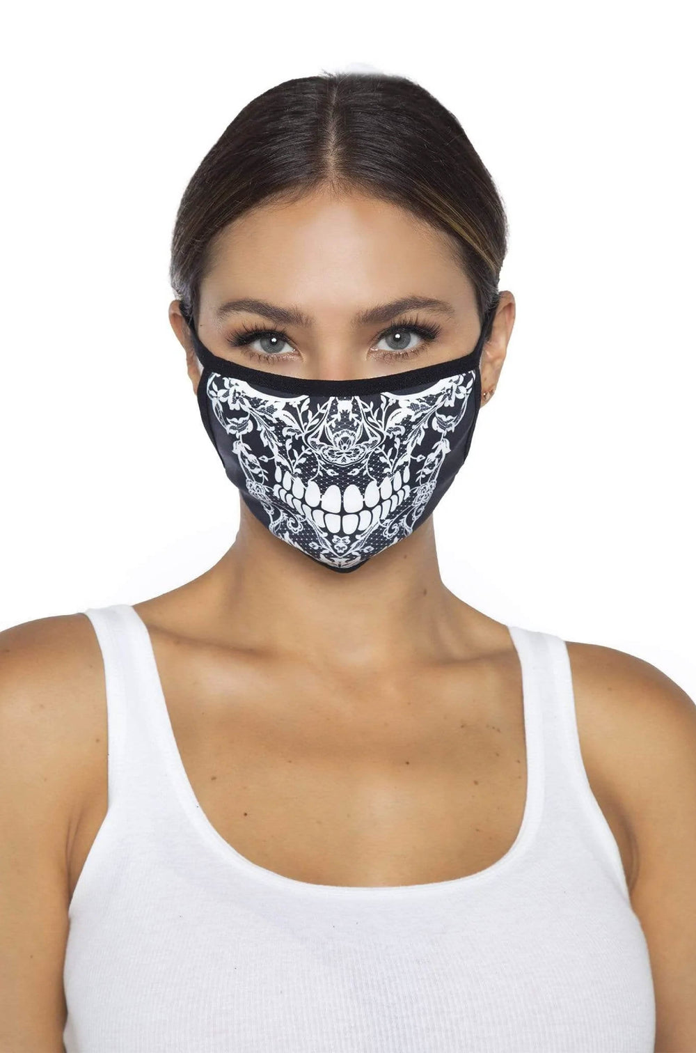 Lace Skull Print Face Mask - PartyExperts