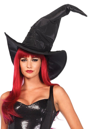 Large Ruched Witch Black Hat.