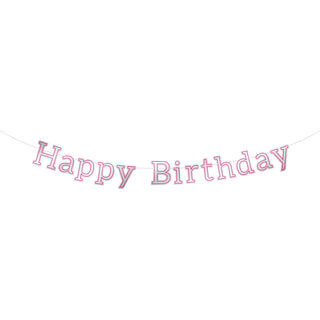 Letter Banner Glossy Pink 'Happy Birthday' - PartyExperts