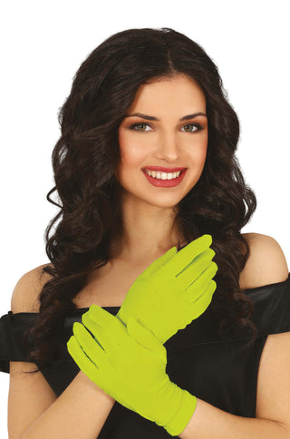 LIME GREEN GLOVES 22 CMS - PartyExperts