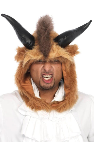 Men's Brutal Beast Hood Mask With Horns - PartyExperts