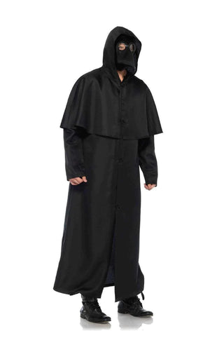 Men's Plague Doctor Black Hooded Cloak - PartyExperts