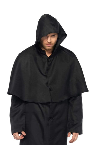 Men's Plague Doctor Black Hooded Cloak - PartyExperts