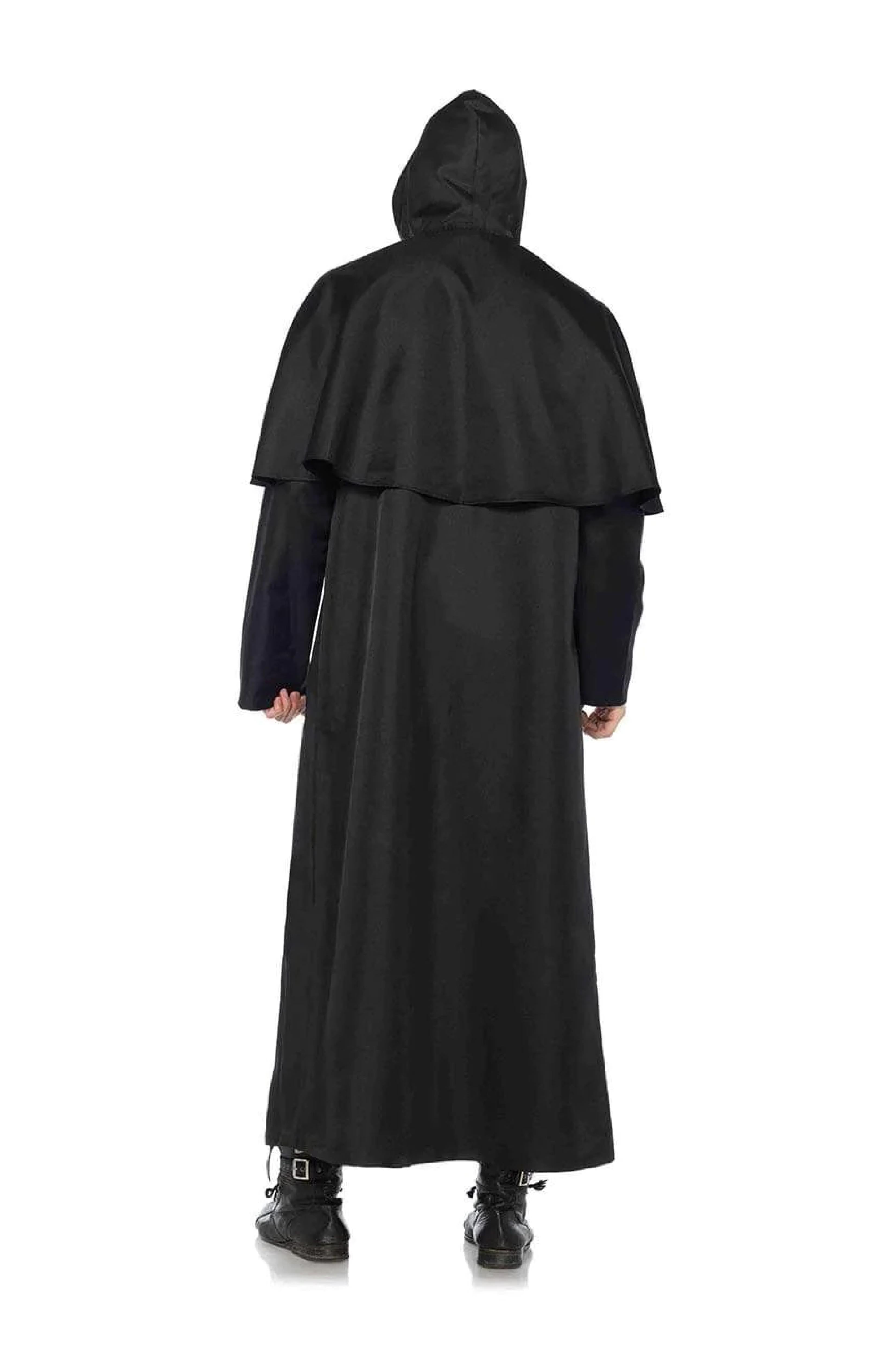 Mens Plague Doctor Black Hooded Cloak Partyexperts