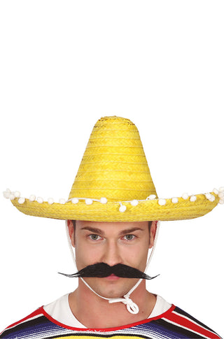 MEXICAN HAT STRAW 45 CMS. YELLOW - PartyExperts