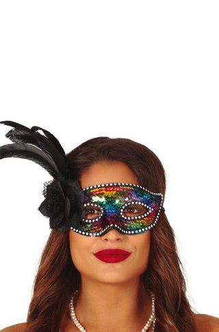 Multicolour Mask with Feather.