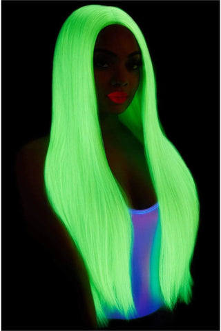 Neon Green 33" Long Straight Wig - PartyExperts