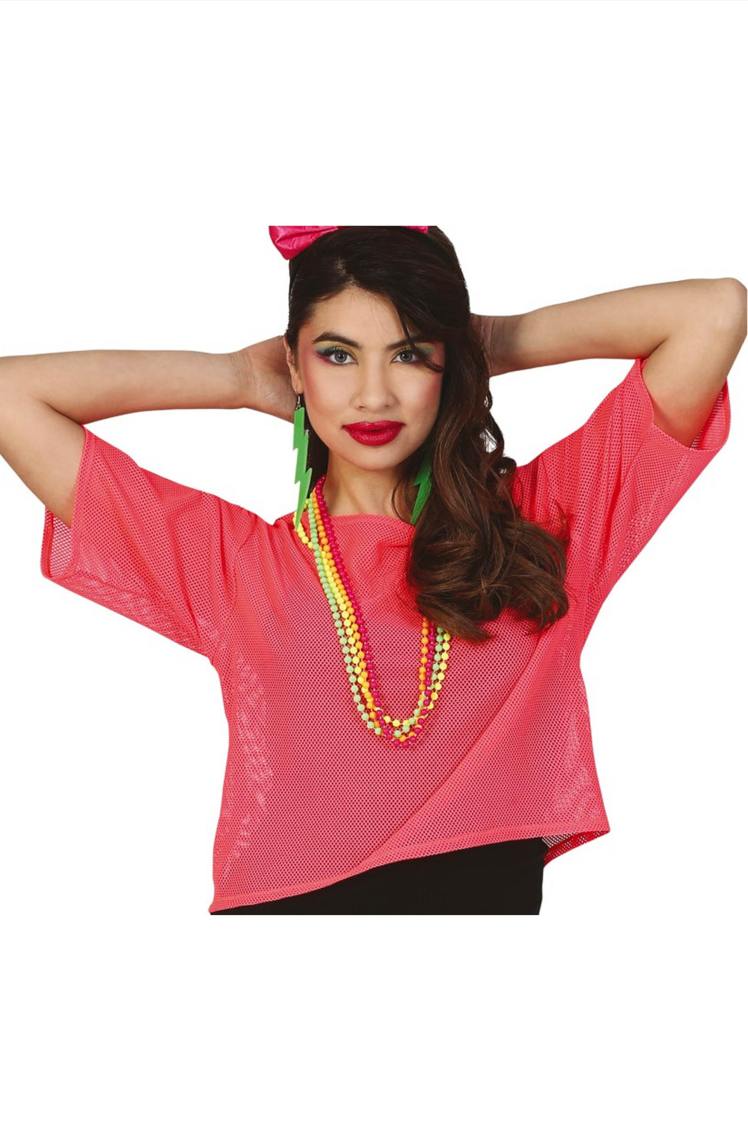 NEON PINK FISHNET T-SHIRT - PartyExperts