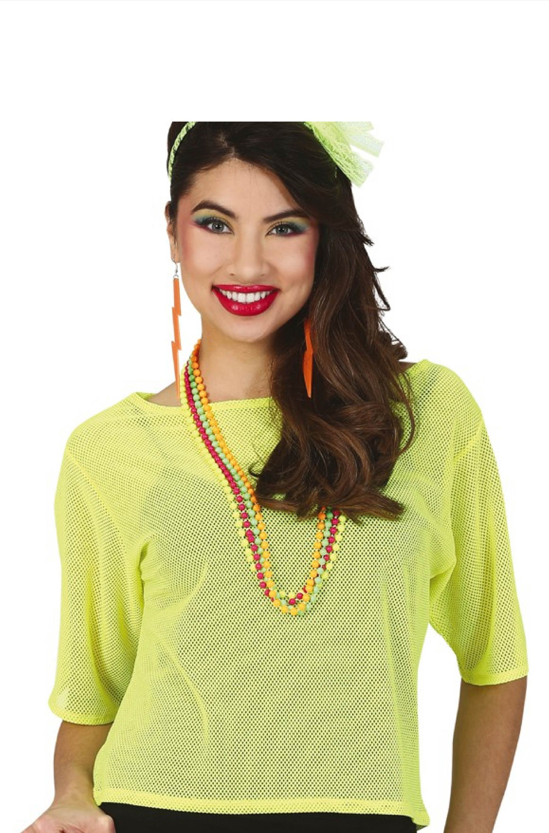 NEON YELLOW FISHNET T-SHIRT - PartyExperts