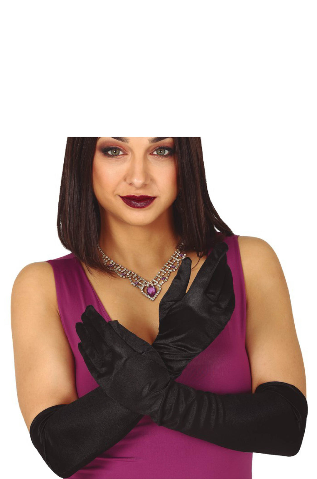 Pair of Black Satin Gloves.