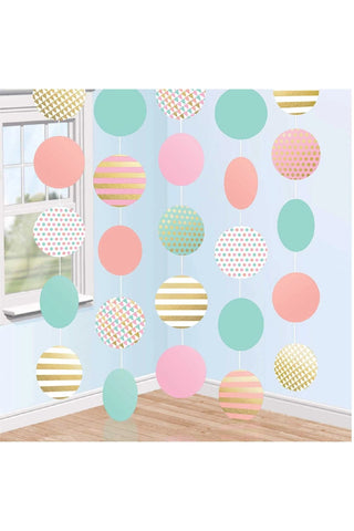 Pastel Circle Paper Hanging Decoration 5pcs - PartyExperts