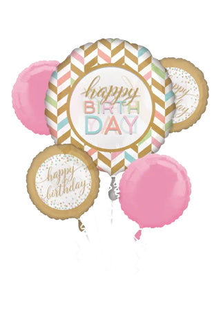Pastel Confetti Celebration Foil Balloon Bouquet 5pcs - PartyExperts
