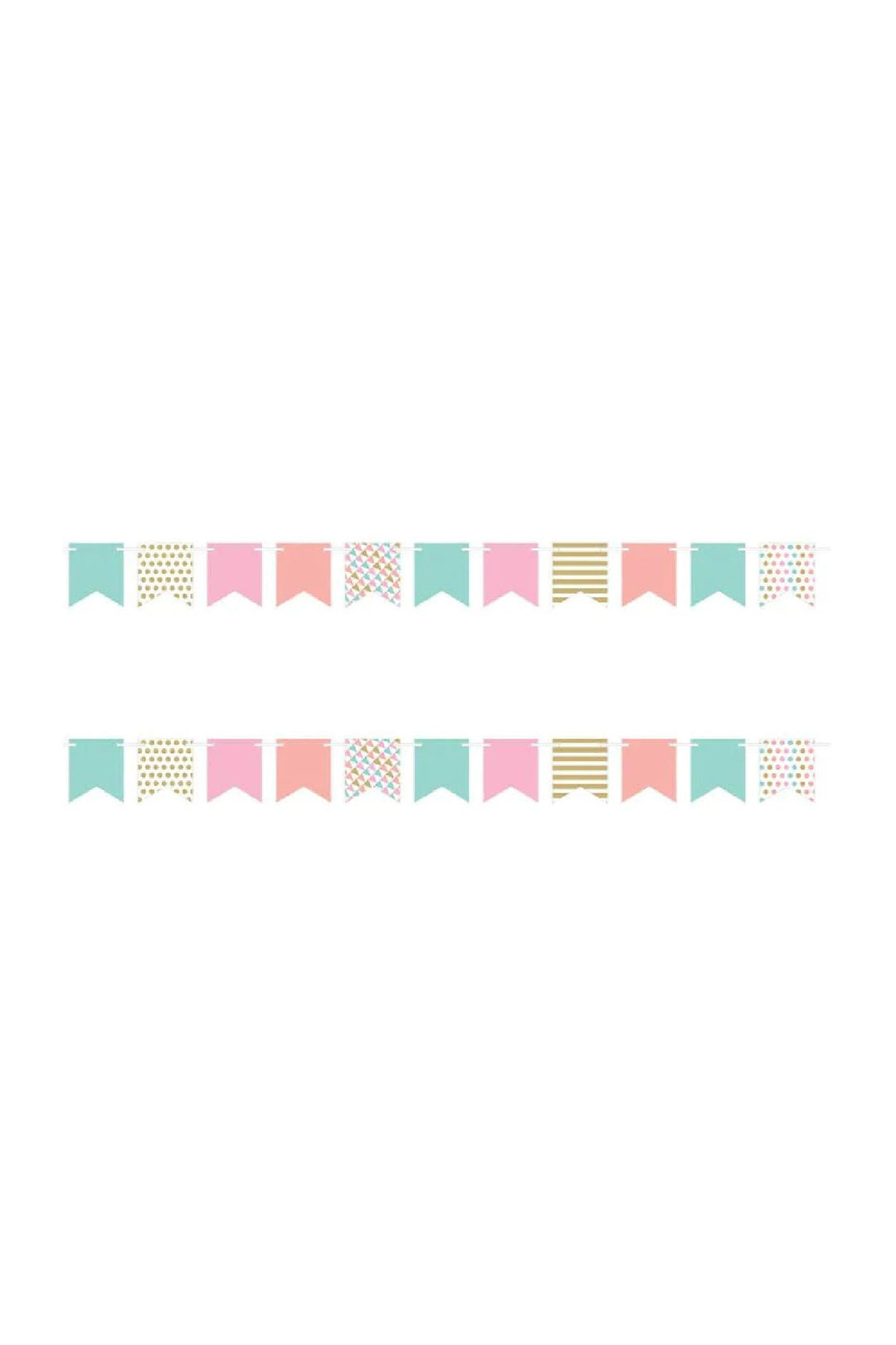 Pastel & Gold Mini Pennant Banner 12ft - PartyExperts