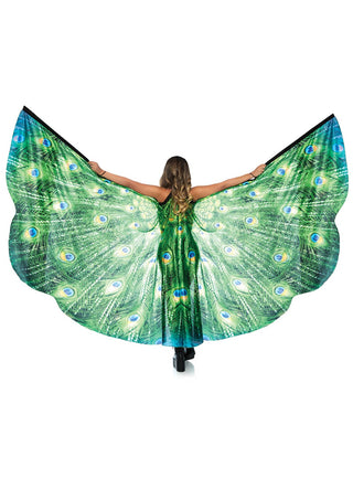 Peacock Feather Halter Wing Cape - PartyExperts