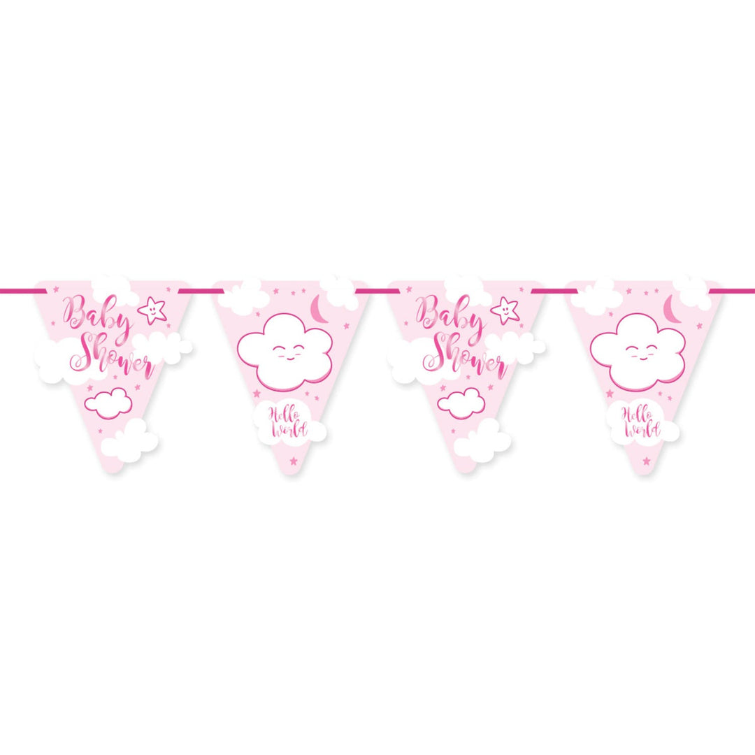 Pink Baby Shower Girl Bunting Garland - PartyExperts