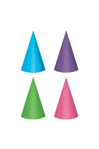 Pink & Teal Foil Paper Cone Hats 12pcs - PartyExperts