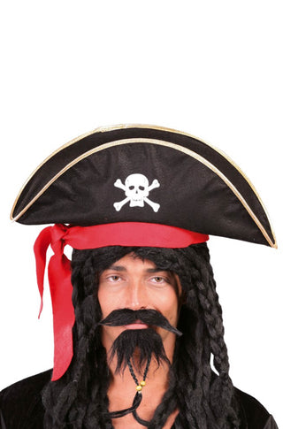 Pirate Hat With Jolly Roger Symbol - PartyExperts