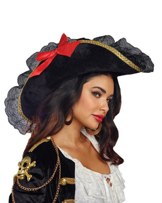 Pirate Hat With Red Ribbon.