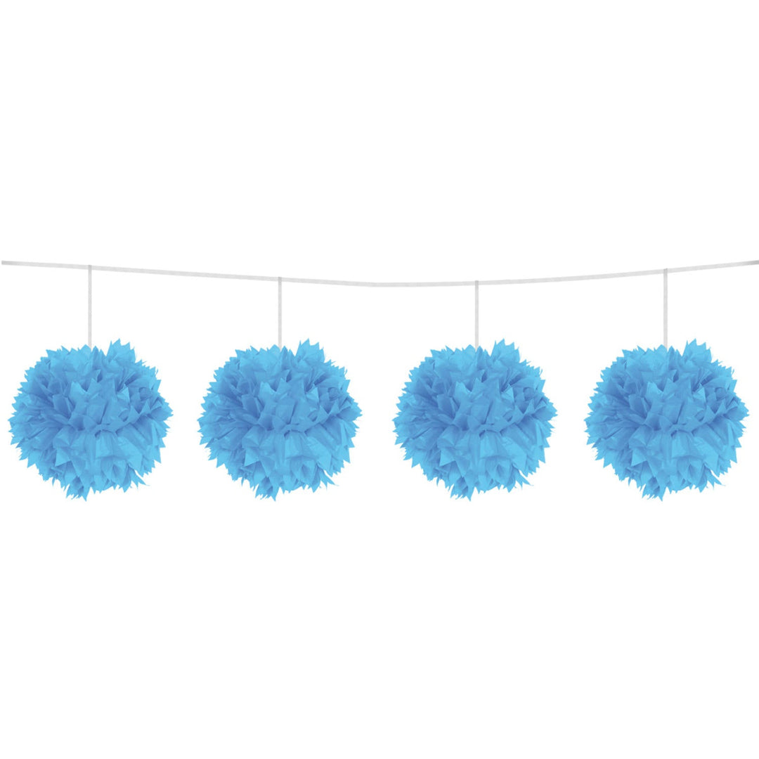 Pom Pom Garland Light Blue - 3 m - PartyExperts