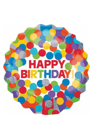Primary Rainbow Birthday Holo Foil Balloon 28in - PartyExperts