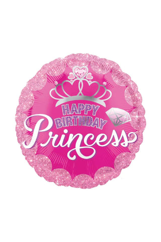 Princess Crown & Gem HBD Balloon 18in - PartyExperts