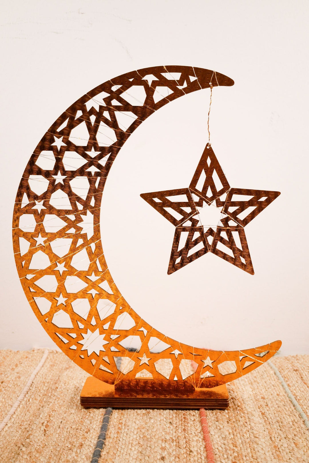 Ramadan Decoration - Gold Hilal with lights 3 - PartyExperts
