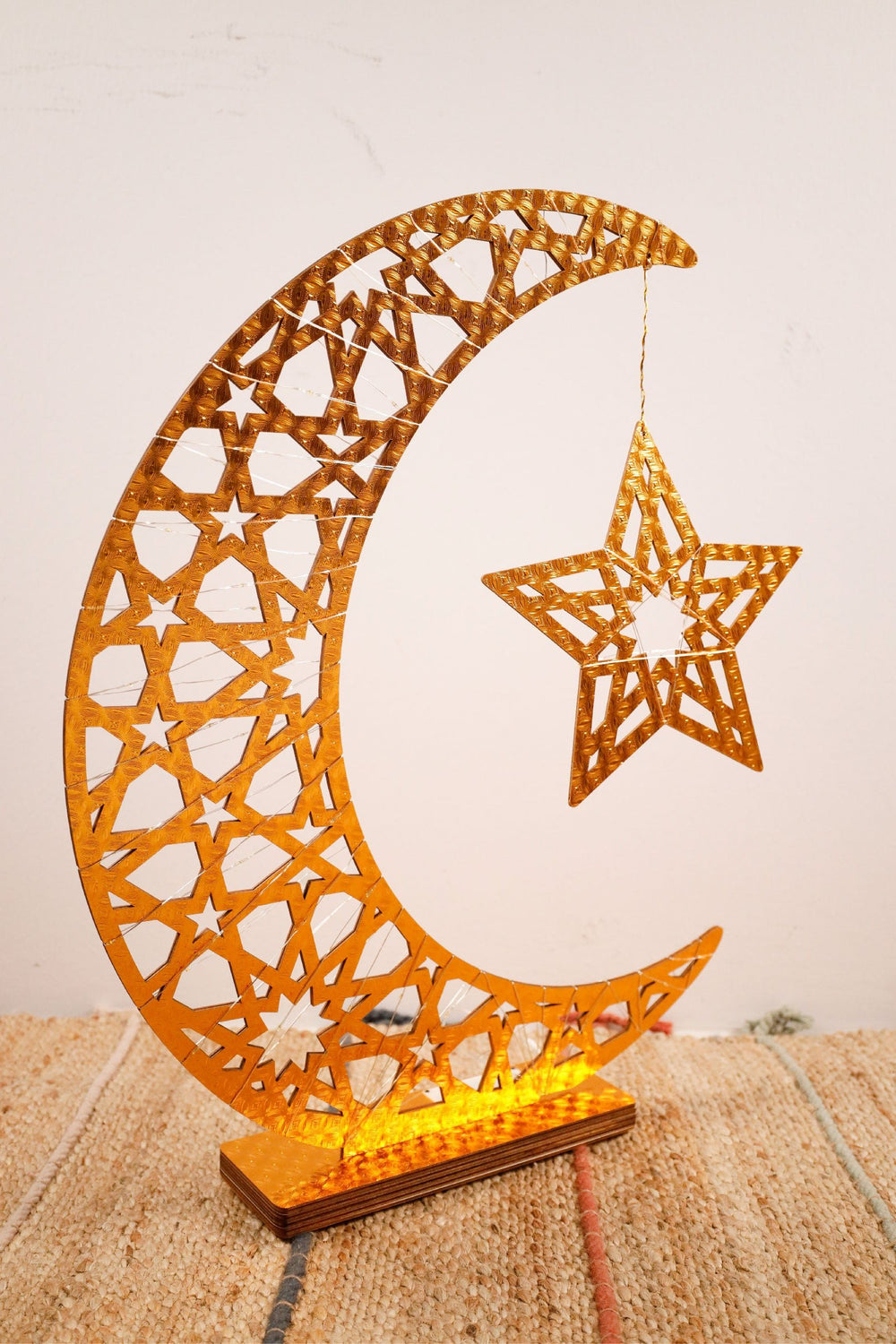 Ramadan Decoration - Gold Hilal with lights 3 - PartyExperts