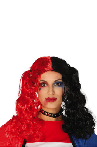 Red and Black Pigtail Wig.
