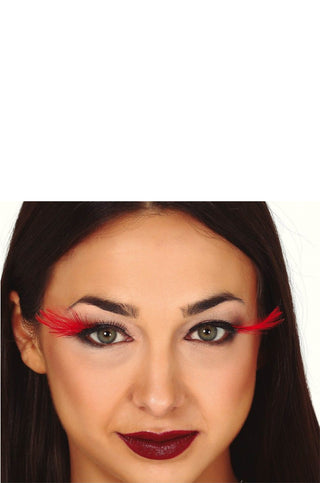 Red Feather Eyelash with Adhesive.