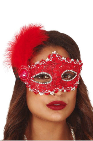 Red Mask with Feathers.