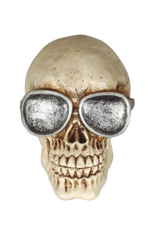 Resin Skull with Glasses Decoration.