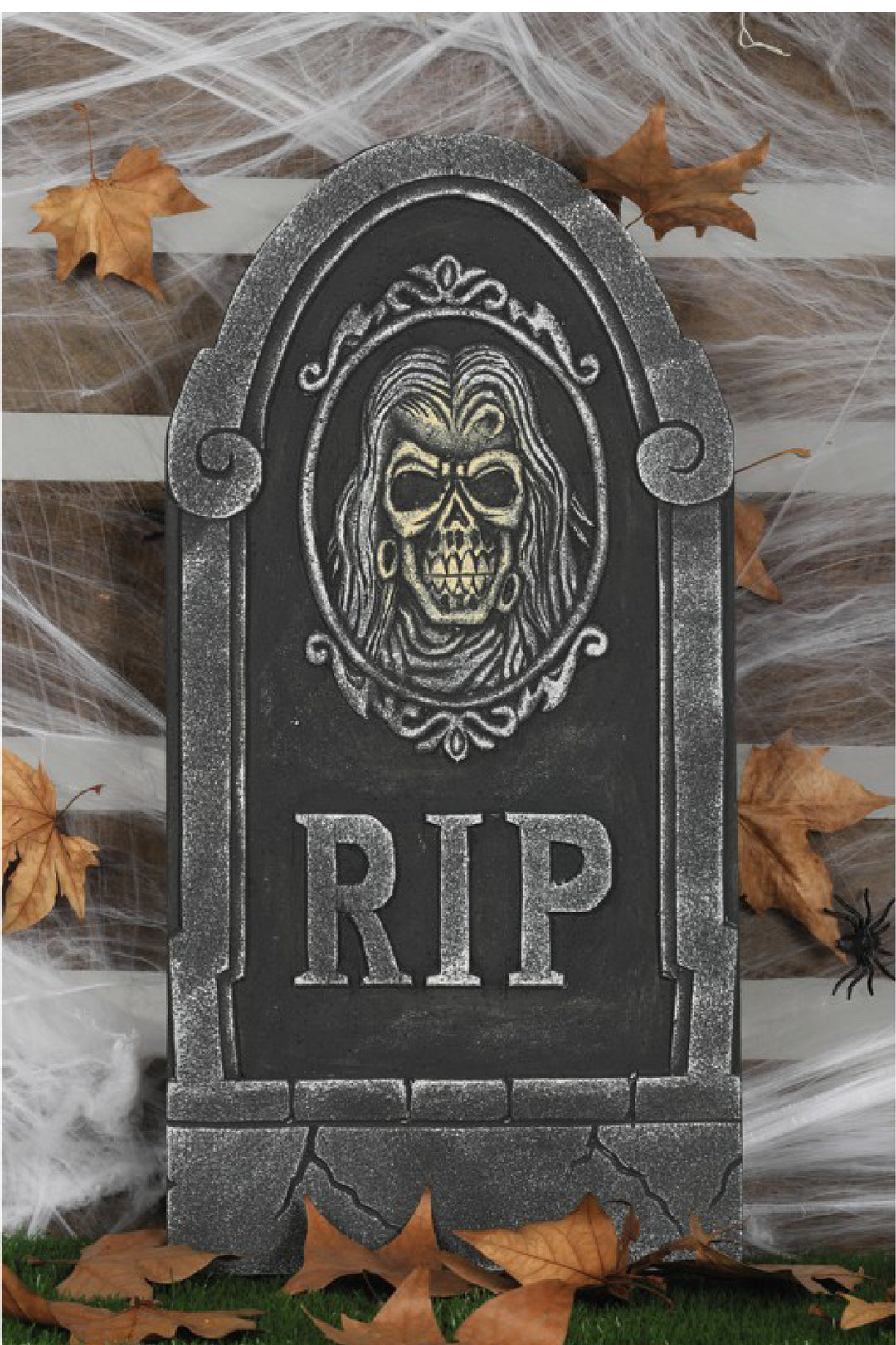 â€œRIPâ€ GRAVESTONE WITH SKULL 33X65 CM - PartyExperts