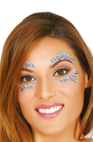 SILVER ADHESIVE FACE JEWELLERY AROUND THE EYES - PartyExperts