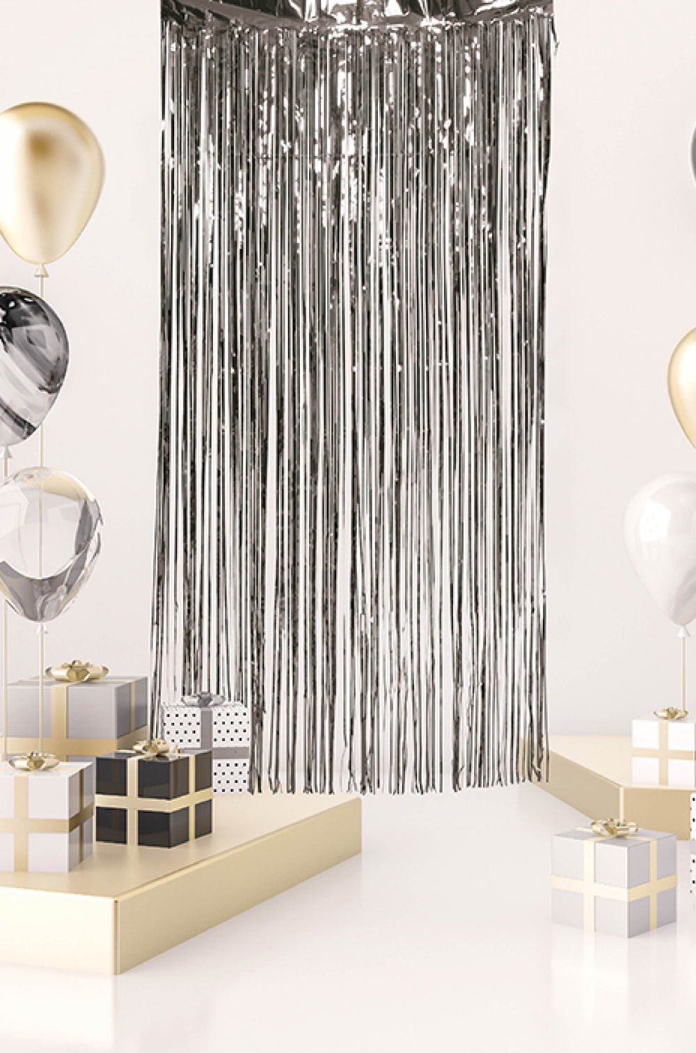 SILVER CURTAIN 100X200CMS. - PartyExperts