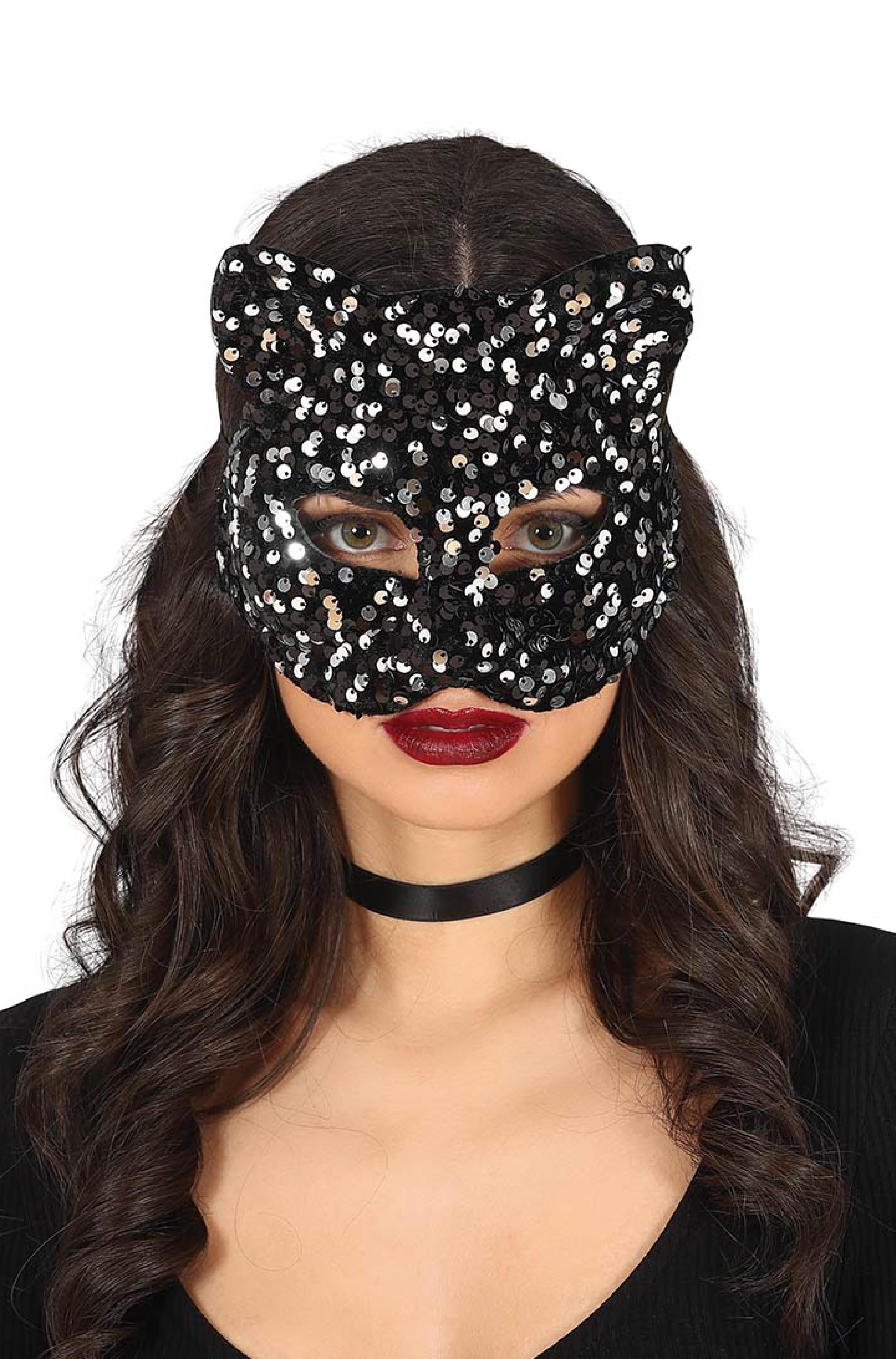 Sequin Black Cat Mask