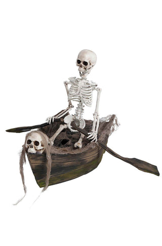 SKELETON IN BOAT WITH SOUND, LIGHT, MOVEMENT. 37X17 CM - PartyExperts