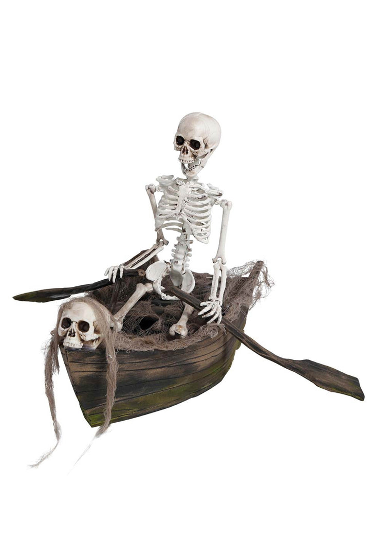 SKELETON IN BOAT WITH SOUND, LIGHT, MOVEMENT. 37X17 CM - PartyExperts